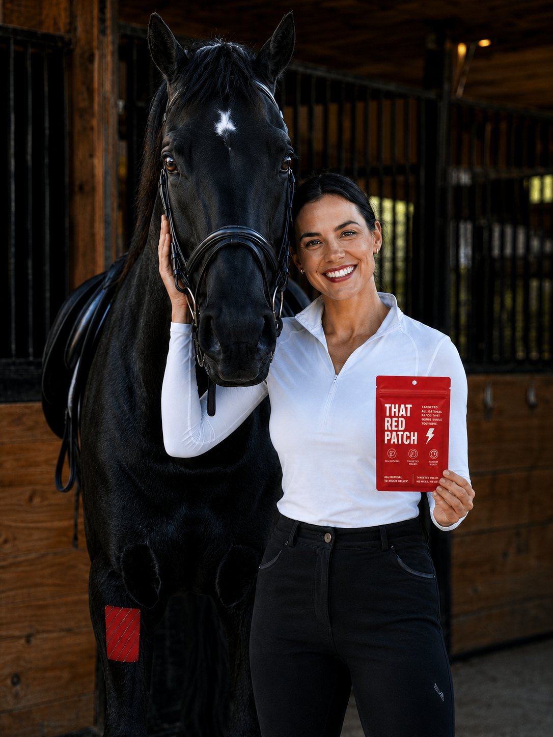 Horse or pet moving comfortably with That Red Patch support