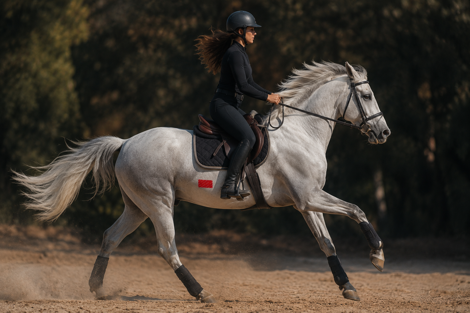 Rider on horseback wearing That Red Patch